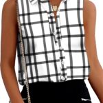 Loose-Fit Solid-Color Sleeveless Button-Front V-Neck Top