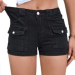 Stretchy Mid-Rise Slim-Fit Curve-Enhancing Denim Shorts (Party Style)