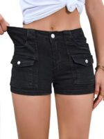 Stretchy Mid-Rise Slim-Fit Curve-Enhancing Denim Shorts (Party Style)