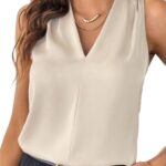 Pleated V-Neck Sleeveless Summer Top
