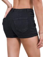 Stretchy Mid-Rise Slim-Fit Curve-Enhancing Denim Shorts (Party Style) - Image 2