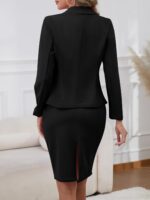 Smart-Casual Knit Blazer And Pencil Skirt Set - Image 2