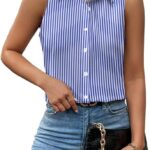 Summer Floral Sleeveless Button-Front Casual Top