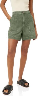 Casual High-Rise Wide-Leg Denim Shorts With Pockets