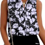 Casual Sleeveless Button-Front V-Neck Workwear Top