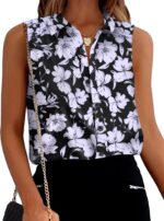 Casual Sleeveless Button-Front V-Neck Workwear Top