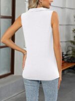 Sleeveless V-Neck Polo-Style Summer Top - Image 2