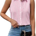 Stylish Summer Floral Sleeveless Button-Front Top