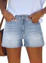 Casual Mid-Rise Stretchy Distressed Denim Shorts With Pockets - Image 2