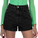 Mid-To-High Rise Distressed Raw-Hem Denim Shorts (Summer Hot Pants)