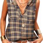 Solid-Color Sleeveless Button-Front Workwear Shirt