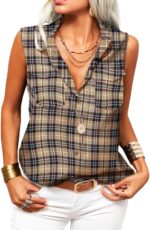 Solid-Color Sleeveless Button-Front Workwear Shirt