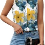 Stylish Floral Sleeveless Button-Front Summer Top