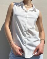 Summer Floral Sleeveless Button-Front Top - Image 2