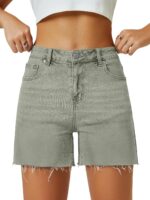 High-Rise Straight-Leg Wide-Leg Slightly Stretchy Denim Shorts (Fit Style) - Image 2