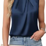 Satin Business-Casual Sleeveless Workwear Top
