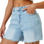 High-Rise Straight-Leg Wide-Leg Slightly Stretchy Denim Shorts ("Mom" Style)