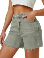 High-Rise Straight-Leg Wide-Leg Slightly Stretchy Denim Shorts (Fit Style)