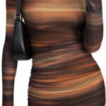 Long-Sleeve Tie-Dye Fitted Mini Skirt