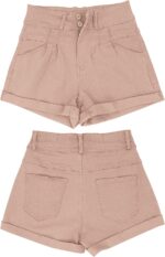 High-Rise Stretchy Denim Shorts With Cuffs (Comfortable Style) - Image 2