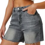 High-Rise Wide Straight-Leg Slightly Stretchy Denim Shorts ("Mom" Style)